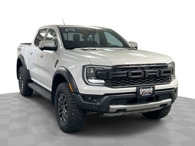 2024 Ford Ranger Raptor in White — front three-quarter view