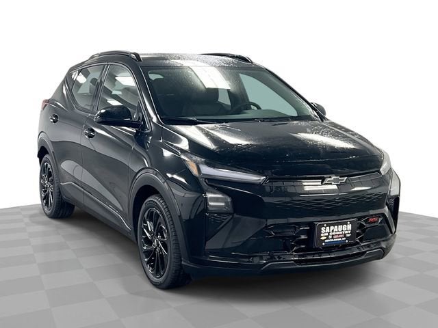 2027 Chevrolet Bolt RS in Mosaic Black Metallic — front three-quarter view