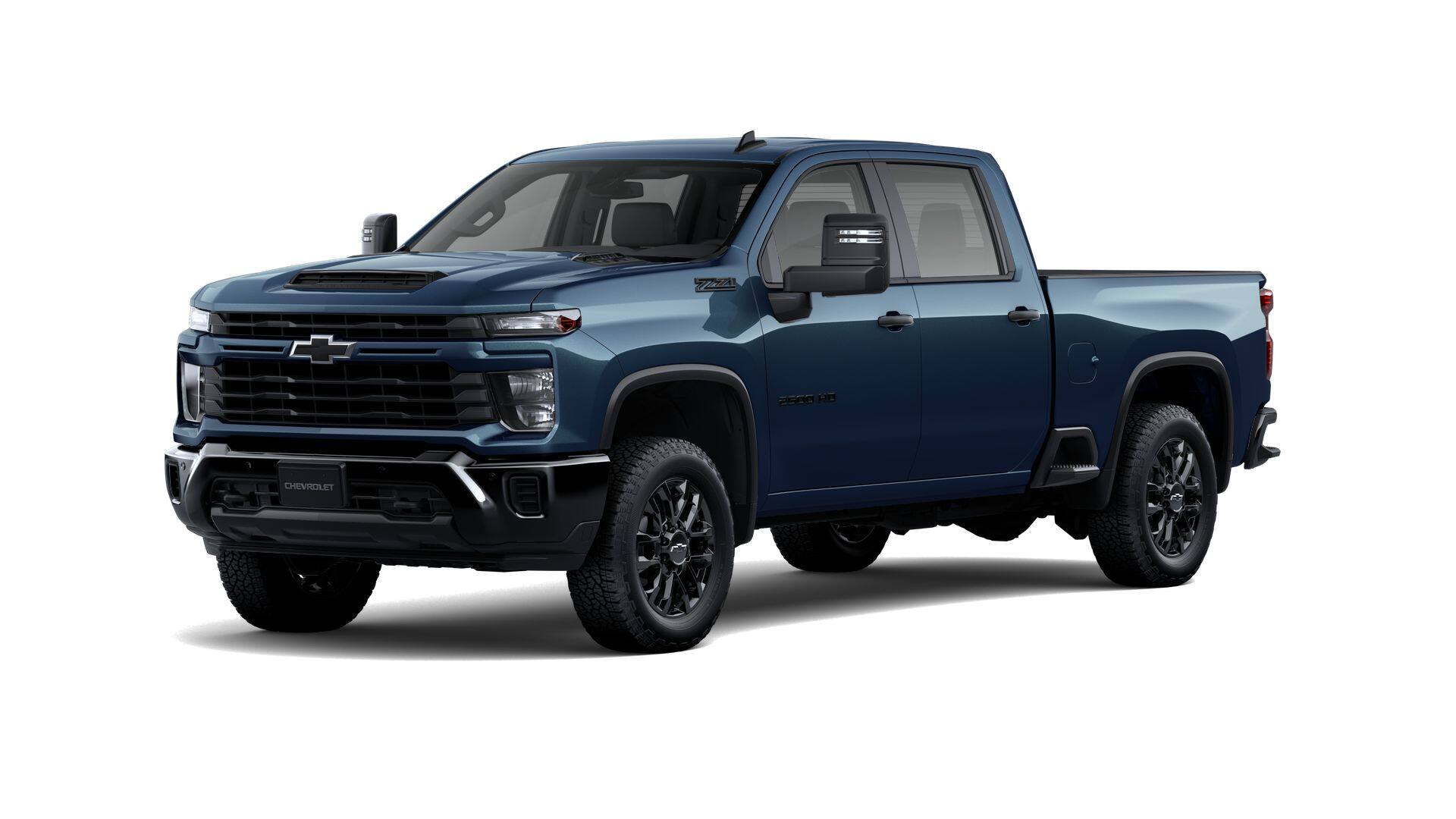 2026 Chevrolet Silverado 2500 HD Custom in Lakeshore Blue Metallic — front three-quarter view