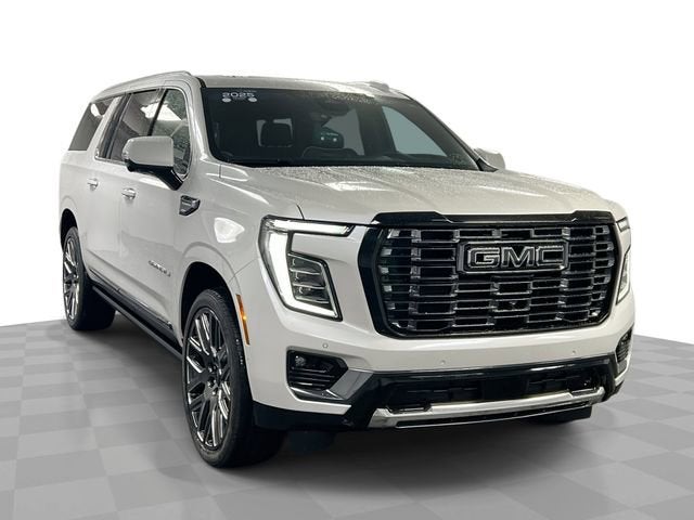 2025 GMC Yukon XL Denali Ultimate in White Frost Tricoat — front three-quarter view