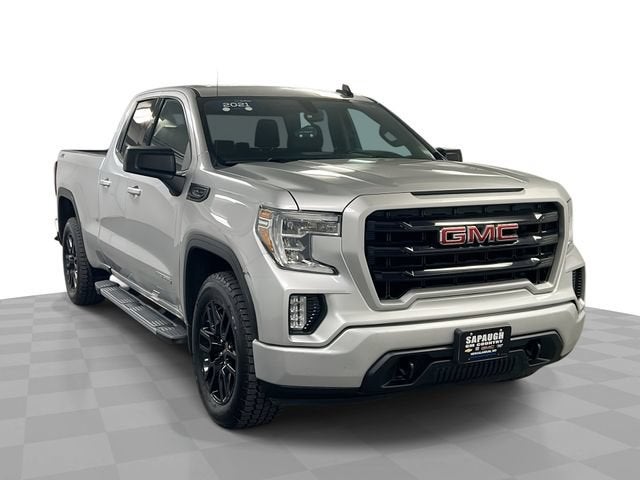2021 GMC Sierra 1500 Elevation in Quicksilver Metallic — front three-quarter view