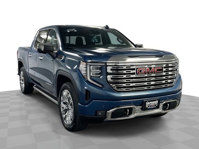 2025 GMC Sierra 1500 Denali in Downpour Metallic — front three-quarter view