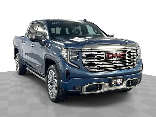 2026 GMC Sierra 1500 Denali in Downpour Metallic — front three-quarter view