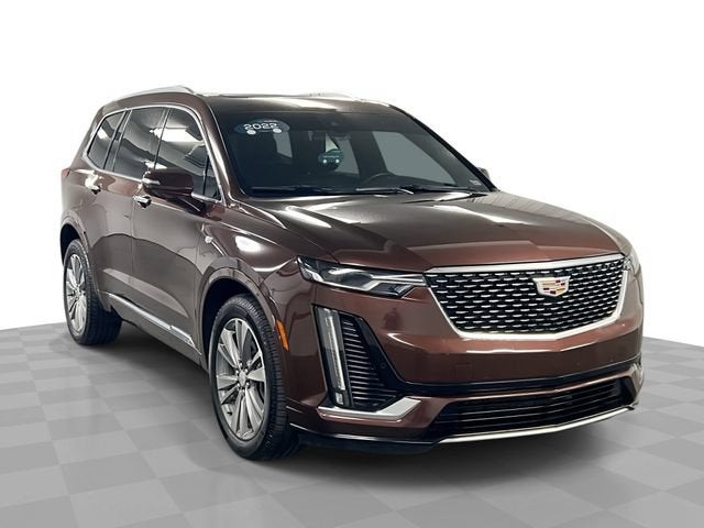 2022 Cadillac XT6 Premium Luxury in Rosewood Metallic — front three-quarter view
