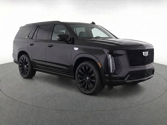 2026 Cadillac Escalade Platinum Sport in Black Raven — front three-quarter view