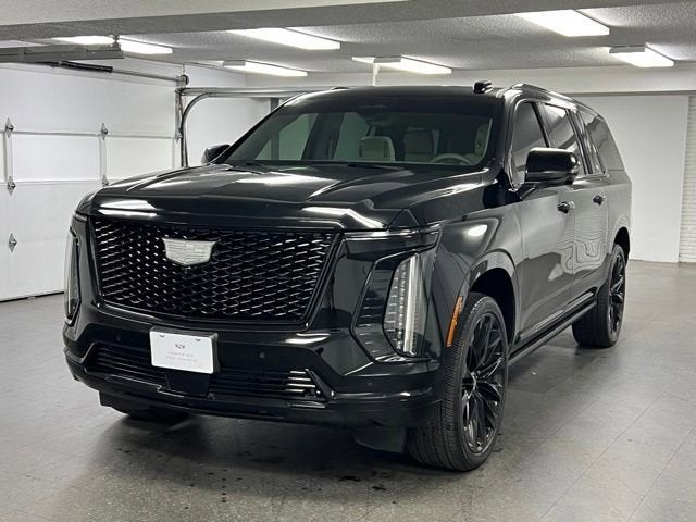 2025 Cadillac Escalade ESV Sport Platinum in Black Raven — front three-quarter view