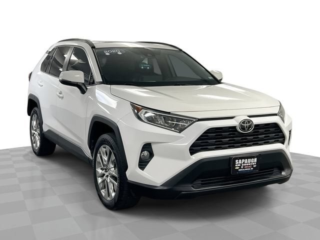 2020 Toyota RAV4 XLE Premium in White — front three-quarter view