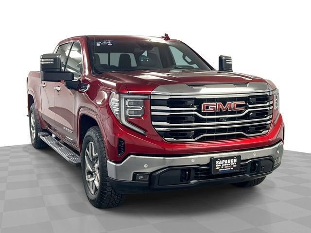 2024 GMC Sierra 1500 SLT in Volcanic Red Tintcoat — front three-quarter view