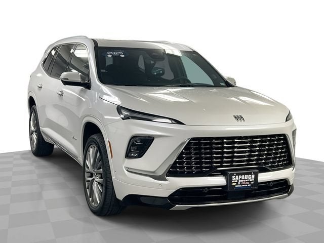 2025 Buick Enclave Avenir in White Frost Tricoat — front three-quarter view