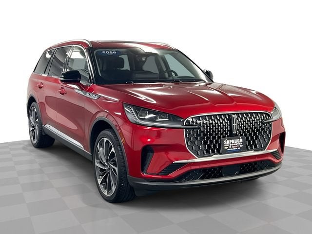 2026 Lincoln Aviator Reserve in Red — front three-quarter view
