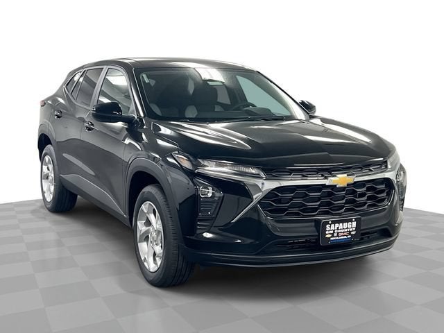2026 Chevrolet Trax LS in Mosaic Black Metallic — front three-quarter view