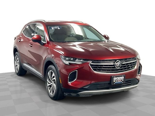 2023 Buick Envision Essence in Cinnabar Metallic — front three-quarter view